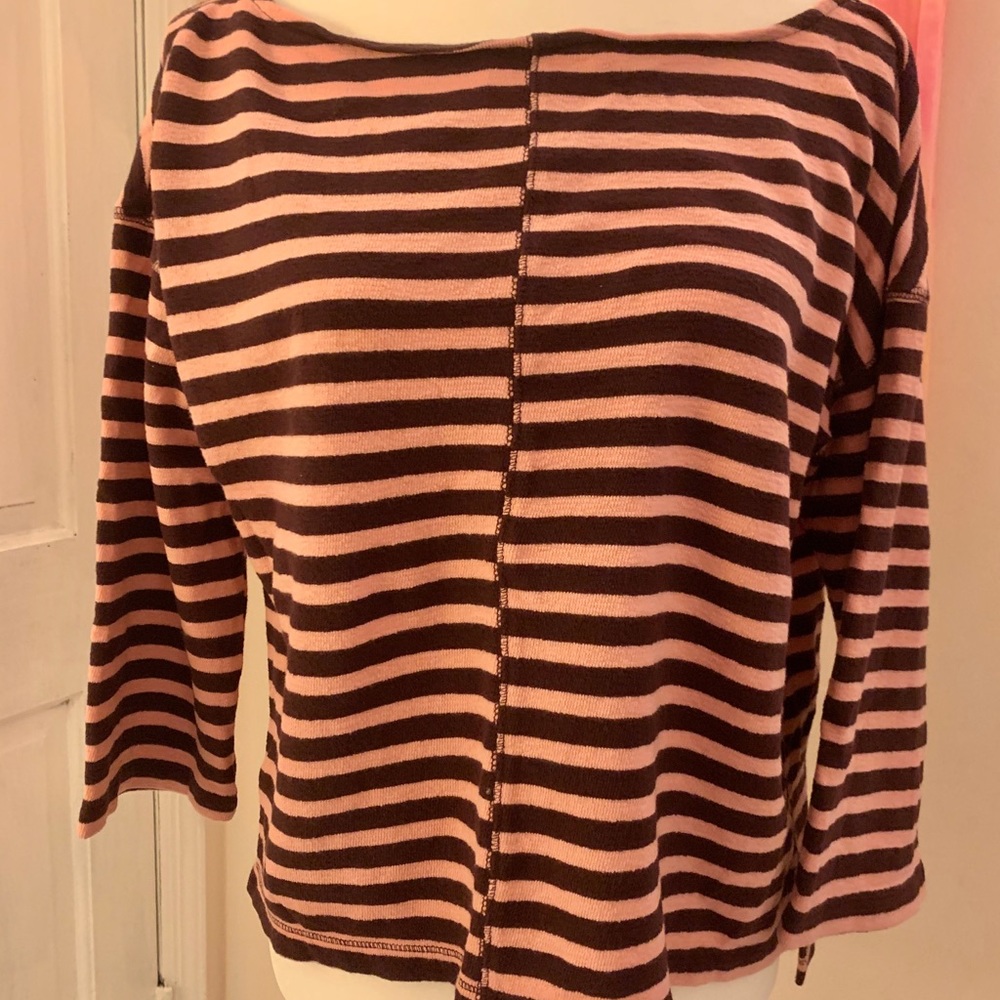 Pink and brown striped light sweater